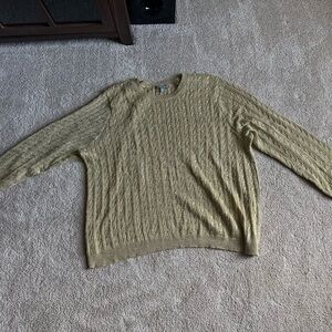 Jessica London Cable Knit Crewneck Sweater in Metallic Gold